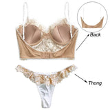 Ultra Thin Lace Underwear Sets Women Bralette Push Up Brassiere Sexy Eyelash Bra French Lingerie Female Bra and Panty