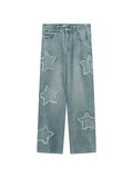 Blue Wash Star Patched Boyfriend Jeans- Outfit