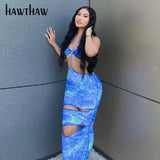 Women Summer Sexy Halter Printed Hollow Out Bodycon Sleeveless Backless Beach Dress 2021 Female Clothing