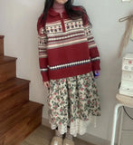 Half Zip Christmas Knit Pullover- Outfit