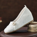 Zingj Heels Single Shoes Chinese Style Cheongsam Hanfu With Horse Face Dress Pure Color Plain Cloth Shoes Women's