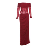 French Name Faelin Spliced A Word Shoulder Dress Woman Folded Air