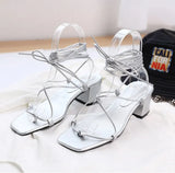 Fashion Women Sandals Low Heel Lace Up sandal Back Strap Summer Shoes Gladiator Casual Sandal Narrow Band zapatos mujer