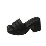 / Summer 2025 New Platform Sandals Thick Heel Square Head Female Summer Wear High Heel Broadband