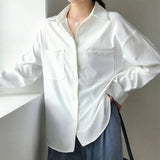 Style White Shirts for Women Turn-down Collar Pockets Women Blouse Tops Elegant Workwear Female Tops blusas femme 2020