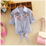 Top Summer Women Casual Tops Short Sleeve Embroidery White Top Blouses Shirts Sexy Kimono Loose Beach Shirt Blusas