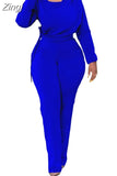 Color Women Jumpsuits For Spring Autumn Long Sleeve Bandage Loose Fashion Streetwear Overalls Wide Leg Pants Trousers
