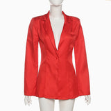 Women's Suit 2022 Spring Fashion Single Button Long Sleeve Blazers Suits with Shorts Office Lady Elegant 2 Piece Sets Red