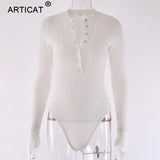 Ribbed Knitted Sexy Bodycon Bodysuit Women Autumn Long Sleeve Slim Rompers Womens Jumpsuit Casual Skinny Party