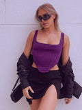 Mesh Square Neck Corset Top-Outfit