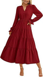 Autumn Long Dress Long Sleeve V-Neck Layered Lotle Leaves By The A-Line Cocktail