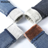 Warm Jeans Women 2019 New High Waist Stretchy Female Thick Fleece Denim Trousers Slim Elastic Jeans Velvet Pencil