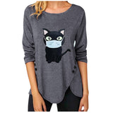 Women Casual Long Sleeve O Neck Button Irregular T Shirt Spring Vintage Loose Shirt Oversize 2XL Tee Shirt Oversized Tops