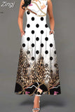 Boho Long Dresses Women Elegant Sleeveless Casual Floral Print Beach Party Maxi
