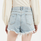 Waist Denim Shorts For Women Fashion Damaged Hole Jean Shorts Slim Streetwear Casual Women Pants Summer 2022