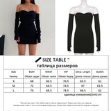 SUCHCUTE 2022 Summer Gothic Black Mini Dress Women Streetwear Sexy Slash Neck Ladies Bodycon Dresses Elegant 90s Party