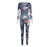 Women Autumn Winter Long Sleeve Printed Bodycon Jumpsuit Overall Macacão Feminino 2021 Fall Wholesale Lots Bulk