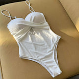 2023 New Sexy Special Fabric Joint Hard Cup Hollow Swimsuit