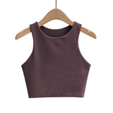 Zingj Yoga Female Training Double Layer Ultra Short Solid Color Vest-Outfit