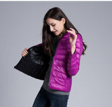 New Winter Women Down Jacket Ultra Light 90% White Duck Down Double Side Coats Short Design Slim Warm