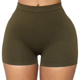 Hot Women Casual High Elastic Waist Tight Fitness Slim Skinny Dancing Shorts Solid Color Female Girl Exercise