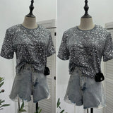 Red Lidg Short-Sleeved T-Shirt Woman 2025 Spring Dresses Loose Lime Bling Blouse