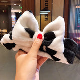 Face Hair Holder Hairbands Soft Warm Coral Fleece Bow Animal Ears Headband For Women Girls Turban Fashion Hair
