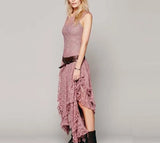 Station Fashion Women's Fashion Style Irregular High And Low Lace Skirt Sexy Long