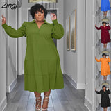Size 5XL Women Shirt Dress Solid Color Turn-down Collar Summer Midi Dress Lady Casual Loose Irregular Beach Dress