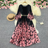Zingj New Women's Dress Oversized Skirt Print Pleated Waist Lace Holiday
