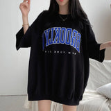Embroidery Letter Oversized Half Sleeve TeeOutfit