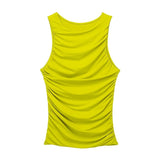 2023 Black Crop Top Women Ruched Tank Tops Y2k Streetwear White Sleeveless Top Female Fashion Summer Sexy Tops