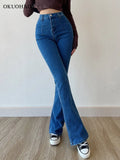 2022 New Flared Jeans High Waist Hip Lift Sexy Fashion High Quality Comfy Slim Trousers Streetwear Womens Korean
