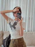 Y2k Retro Graffiti Print T Shirt Women Slim Casual Tshirt Summer Short Sleeve Tee Tops Streetwear Graphic T