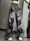 Washed Black Ripped Boyfriend Jeans-Outfit