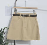 Real Shooting Kin Color High-Rise Thin Bag Hip Skirt 2025 New Hundred With Belt A Short Skirt