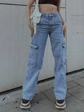 Trousers Overalls Vintage Cargo Pants Baggy Jeans Women Fashion 90s Streetwear Pockets Wide Leg High Waist Straight