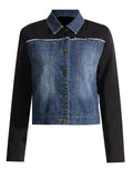 2025 New Fashion Retro Jacket Jacket Design Sense Color Splicing Long Sleeve Short Denim Jacket