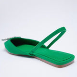 ZAR 2022 Summer New Green Single Shoes Women Fashion Pointed Toe Flat Rhinestone Muller Sandals And Slippers Woman Shoes