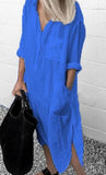 Shirt Dress Spring Summer Lapel Button Long Sleeve Side Split Dresses Elegant Solid Work Office Vestidos Female Tunic