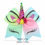 Quality 1piece Bow With Cute Ear Design Elastic Band Ribbon Bow With Unicorn Horn Hair Accessories Rope