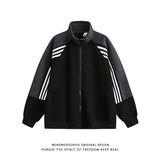 Three Bar Bump Color Collar Casual Jacket Jacket Men's Spring And Autumn Design Zipper Open Shirt