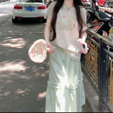 Vanilla Green Coquette Bow Maxi Skirt Outfit