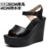Toe-Word High Heels 8CM Slope And Women's Waterproof Table Comfortable Loose Cake 33-43 Black Hollow