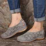 Sandals 2022 Vintage Casual Ladies Flats Shoes Sandals Women Summer Hollow Out Breathable Wedges Shoes Slip On Female