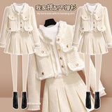 Zingj Fragrant Wind Suit Skirt Female Autumn Winter 2024 New Hot Style Temperament Small Feeling Small Dress Two Sets-Outfit
