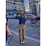 Women's Dress 2025 Solid Color Big Pocket Sleeveless High-End Feel Cardigan Polo Collar Denim Shirt Top