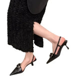 Zingj French Silver High-Heeled Shoes Baotou Sandals 2024 New Spring And Summer Korean Version Temperament Pointed Single Shoes-Outfit