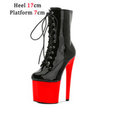 Custom Colors 8 Inch High Heel Platform Pole Dancing Ankle Boots Women Shoes Sexy High 17 20 CM Nightclub Zipper Lace-up