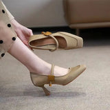 Mary Jane Shoes Spring 2025 New Niche Skirt With Square Head Shallow Thin Heel Temperament High Heel